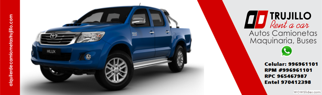 Camioneta Toyota Hilux 4x4 disponible para alquiler en Trujillo
